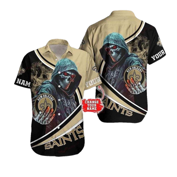 Personalized New Orleans Saints Grim Defender Hawaiian Shirt - Moonbestprint