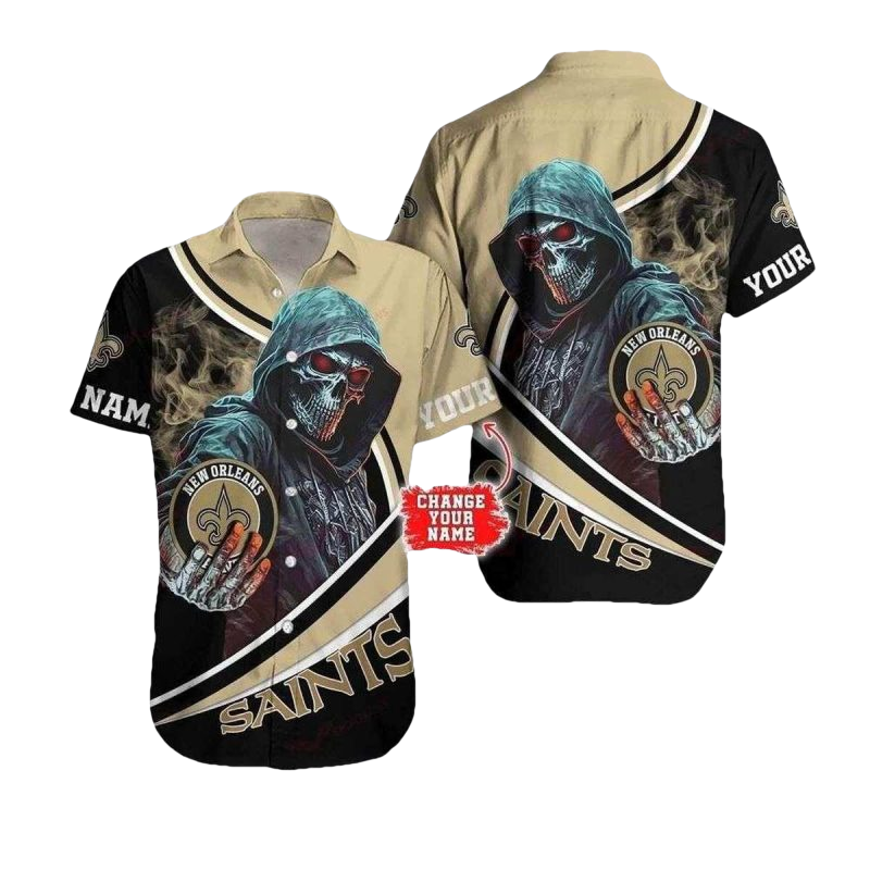 Personalized New Orleans Saints Grim Defender Hawaiian Shirt - Moonbestprint