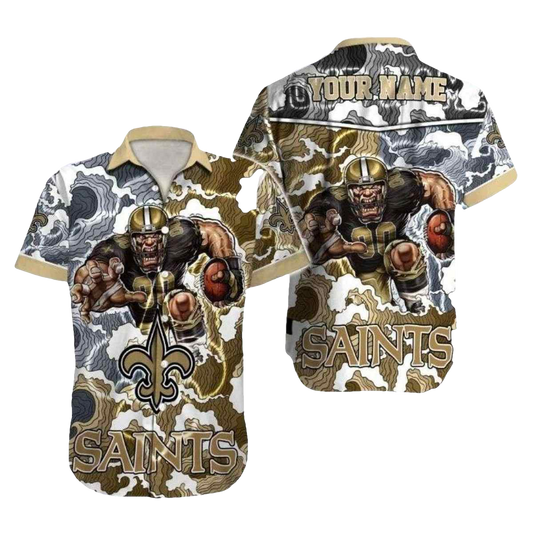 Personalized New Orleans Saints Gold Rush Saints Mascot Hawaiian Shirt - Moonbestprint