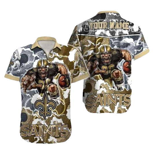 Personalized New Orleans Saints Gold Rush Saints Mascot Hawaiian Shirt - Moonbestprint