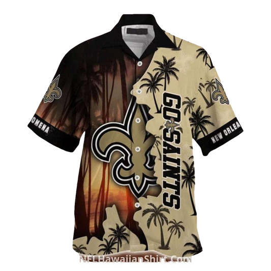 Personalized New Orleans Saints Go Saints Sunset Palm Hawaiian Shirt - Moonbestprint