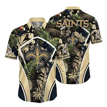 Personalized New Orleans Saints Flower Summer Tropical Hawaiian Shirt - Moonbestprint