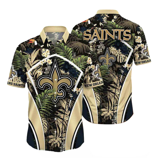 Personalized New Orleans Saints Flower Summer Tropical Hawaiian Shirt - Moonbestprint