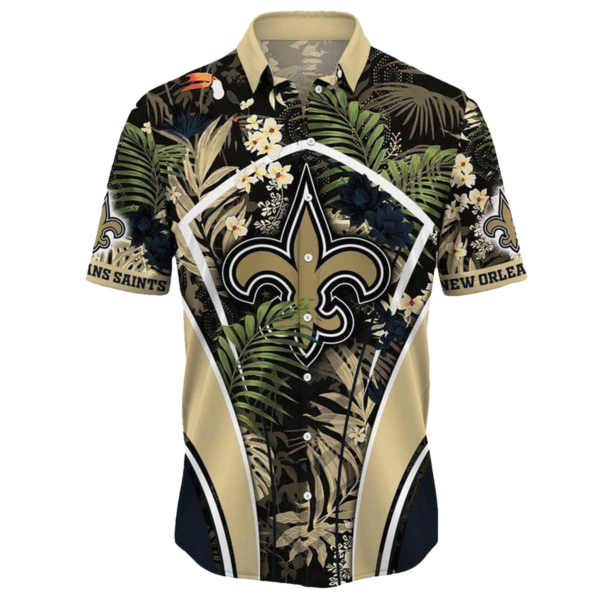 Personalized New Orleans Saints Flower Summer Tropical Hawaiian Shirt - Moonbestprint