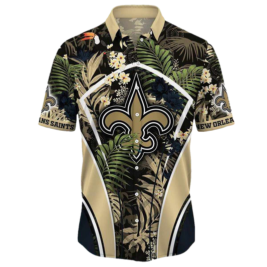 Personalized New Orleans Saints Flower Summer Tropical Hawaiian Shirt - Moonbestprint