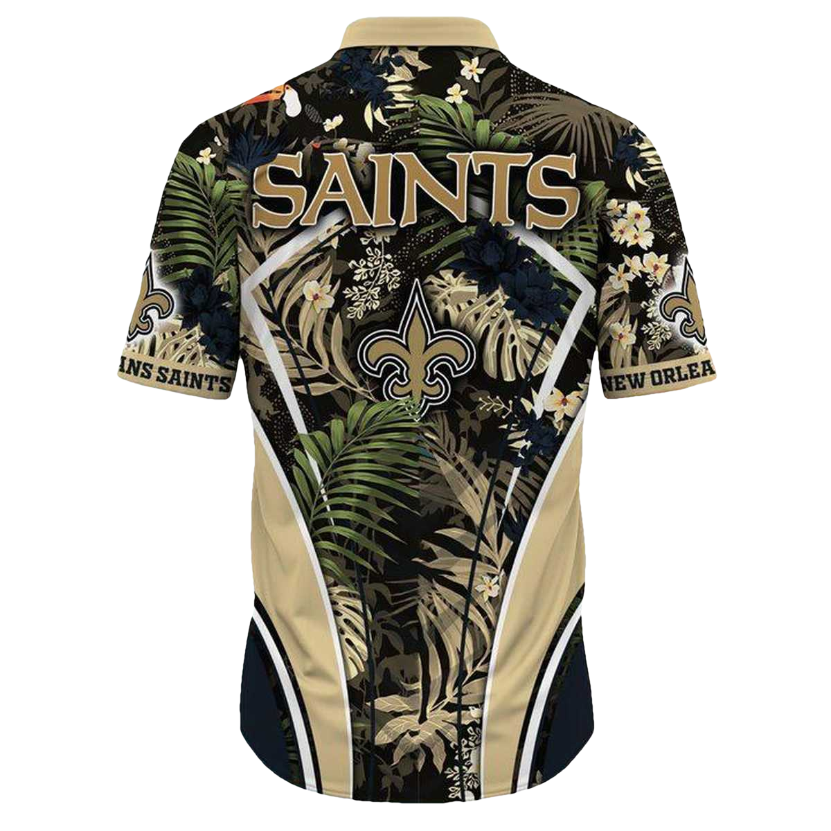 Personalized New Orleans Saints Flower Summer Tropical Hawaiian Shirt - Moonbestprint