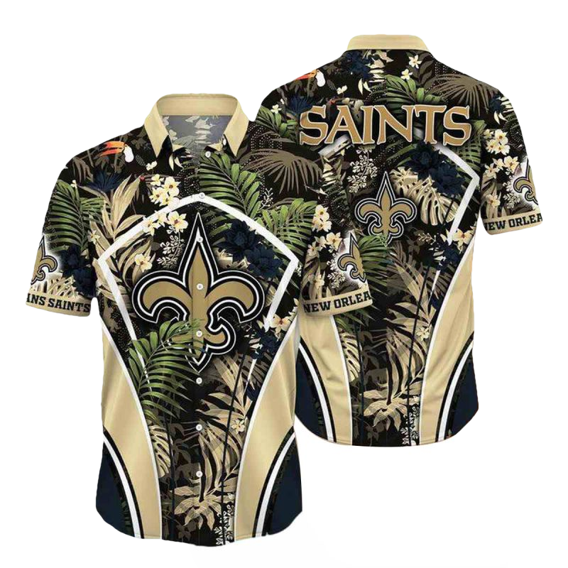 Personalized New Orleans Saints Flower Summer Tropical Hawaiian Shirt - Moonbestprint