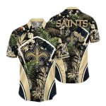 Personalized New Orleans Saints Flower Summer Tropical Hawaiian Shirt - Moonbestprint