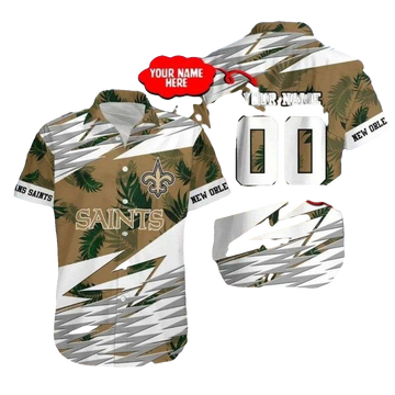 Personalized New Orleans Saints Camo Palm Tropical Hawaiian Shirt - Moonbestprint