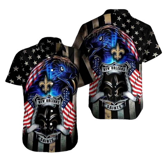 Patriotic Eagle Clash New Orleans Saints American Spirit Hawaiian Shirt - Moonbestprint