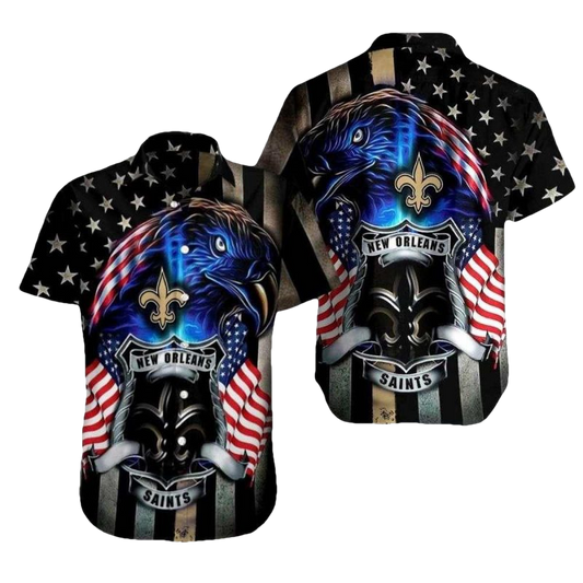 Patriotic Eagle Clash New Orleans Saints American Spirit Hawaiian Shirt - Moonbestprint