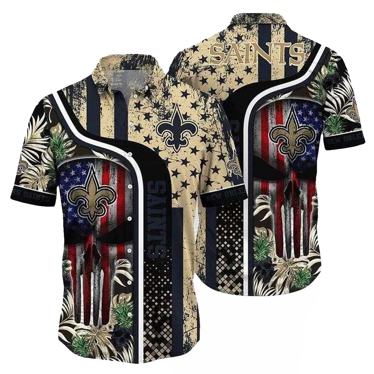 Patriotic Pride New Orleans Saints Hawaiian Shirt Star Spangled Fan Style - Moonbestprint