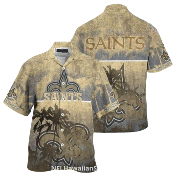 New Orleans Saints Vintage Palm Tree Hawaiian Shirt - Moonbestprint