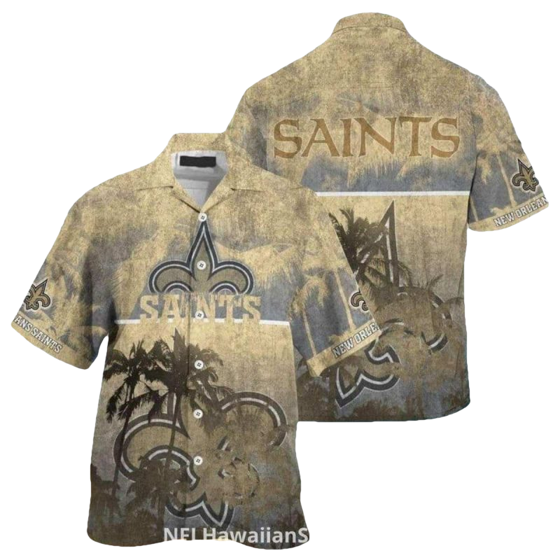 New Orleans Saints Vintage Palm Tree Hawaiian Shirt - Moonbestprint