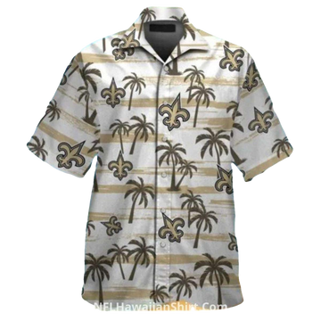 New Orleans Saints Vintage Palm And Stripes Hawaiian Shirt - Moonbestprint
