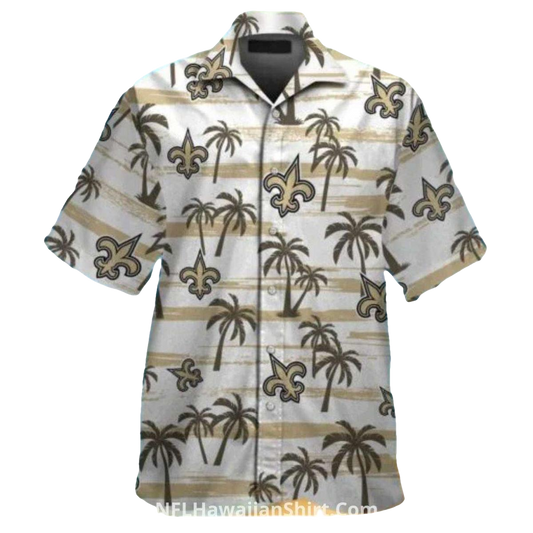 New Orleans Saints Vintage Palm And Stripes Hawaiian Shirt - Moonbestprint