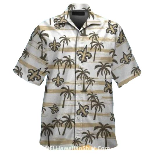 New Orleans Saints Vintage Palm And Stripes Hawaiian Shirt - Moonbestprint