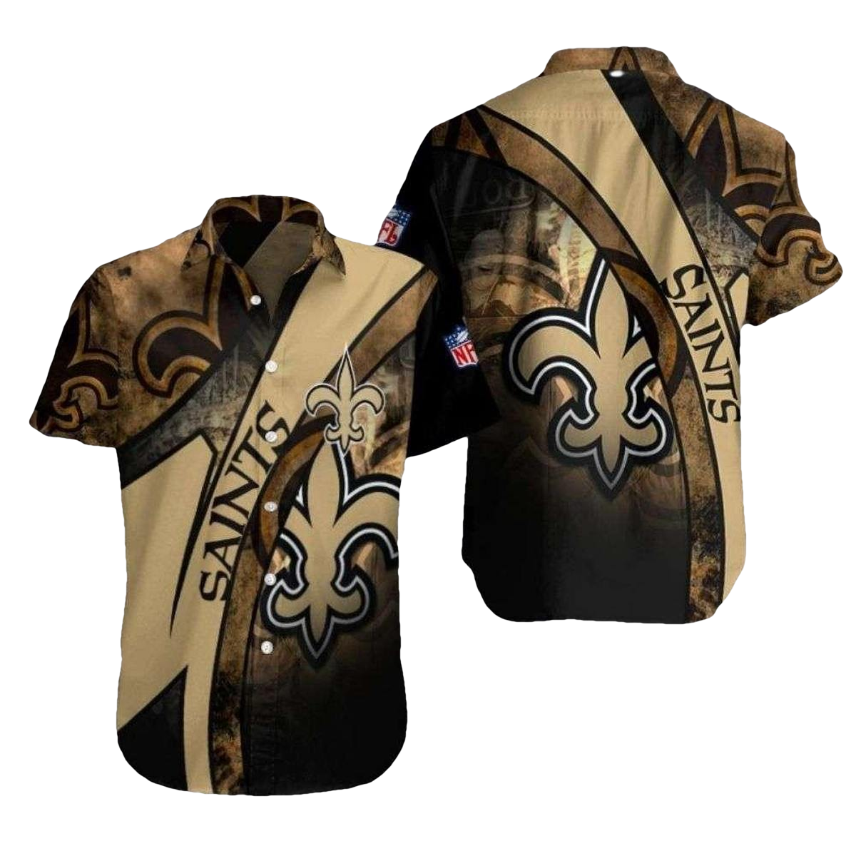 New Orleans Saints Vintage Camouflage Hawaiian Shirt - Moonbestprint