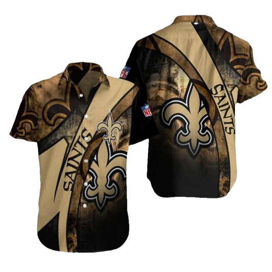 New Orleans Saints Vintage Camouflage Hawaiian Shirt - Moonbestprint