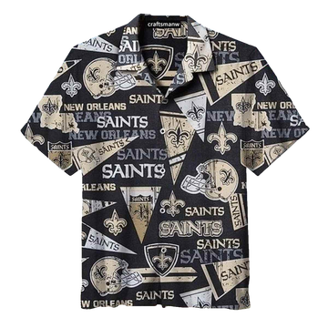 New Orleans Saints Vintage Black Hawaiian Shirt - Moonbestprint