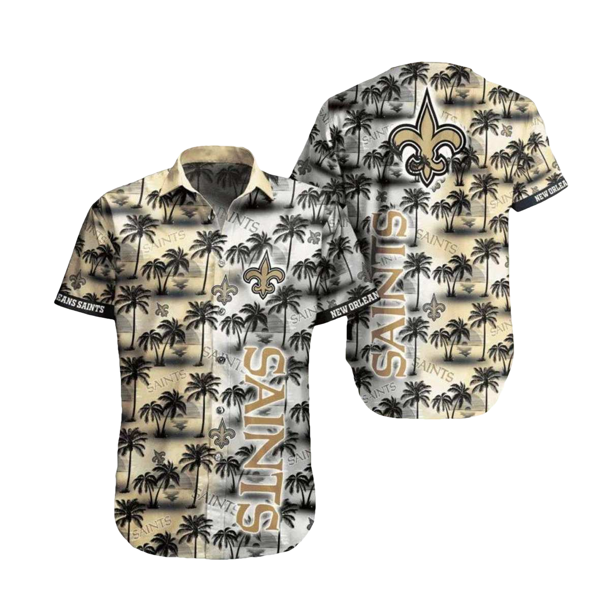 New Orleans Saints Tropical Palm Tree And Sunset Pattern Hawaiian Shirt - Moonbestprint