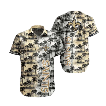 New Orleans Saints Tropical Palm Tree And Sunset Pattern Hawaiian Shirt - Moonbestprint