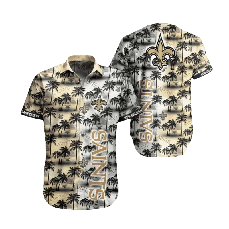 New Orleans Saints Tropical Palm Tree And Sunset Pattern Hawaiian Shirt - Moonbestprint