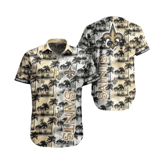 New Orleans Saints Tropical Palm Tree And Sunset Pattern Hawaiian Shirt - Moonbestprint