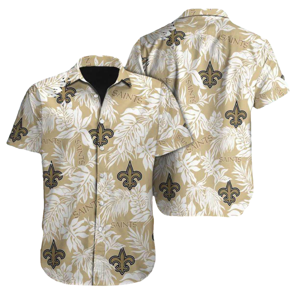 New Orleans Saints Tropical Leafs Hawaiian Shirt - Moonbestprint