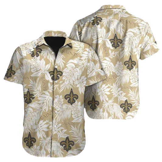 New Orleans Saints Tropical Leafs Hawaiian Shirt - Moonbestprint