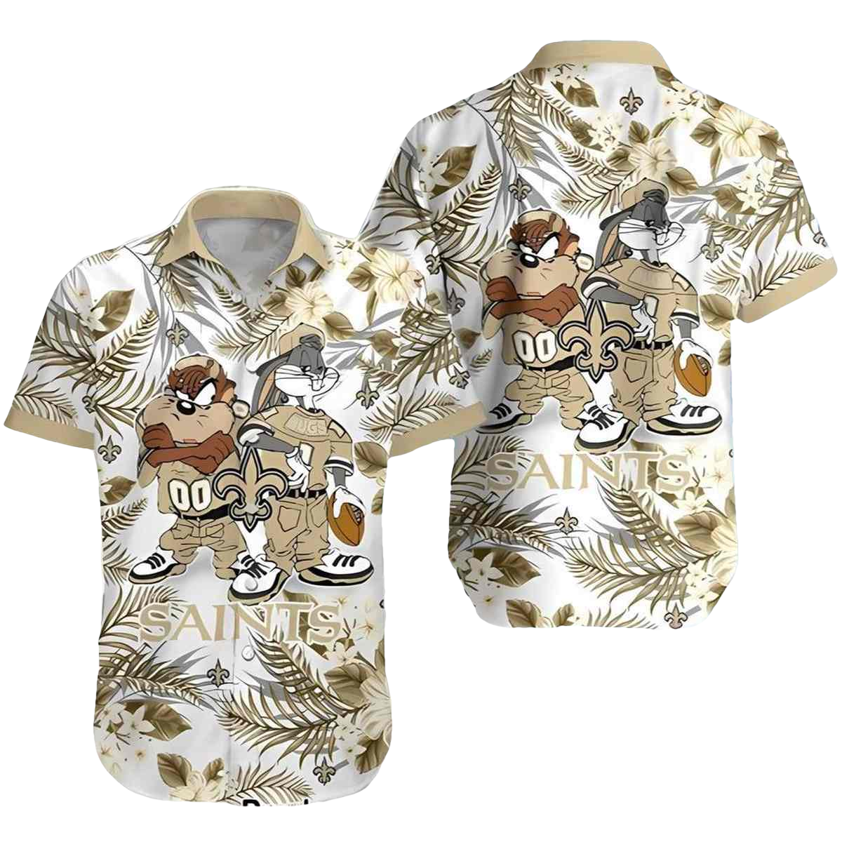 New Orleans Saints Taz And Bugs Tropical Hawaiian Shirt - Moonbestprint