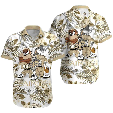 New Orleans Saints Taz And Bugs Tropical Hawaiian Shirt - Moonbestprint