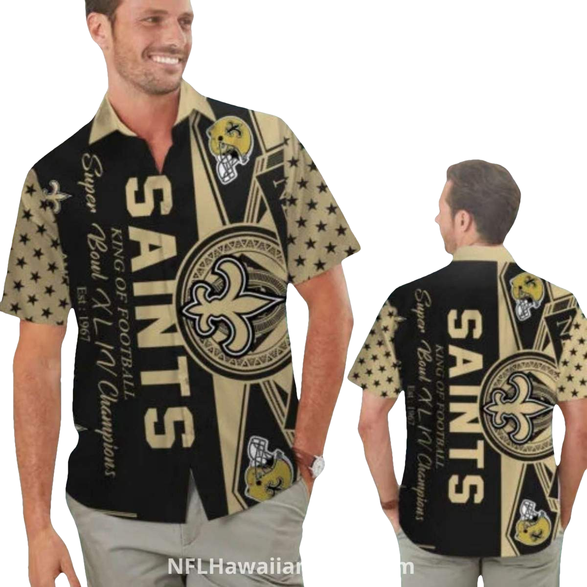 New Orleans Saints Super Bowl Champions Gold And Black Hawaiian Shirt - Moonbestprint