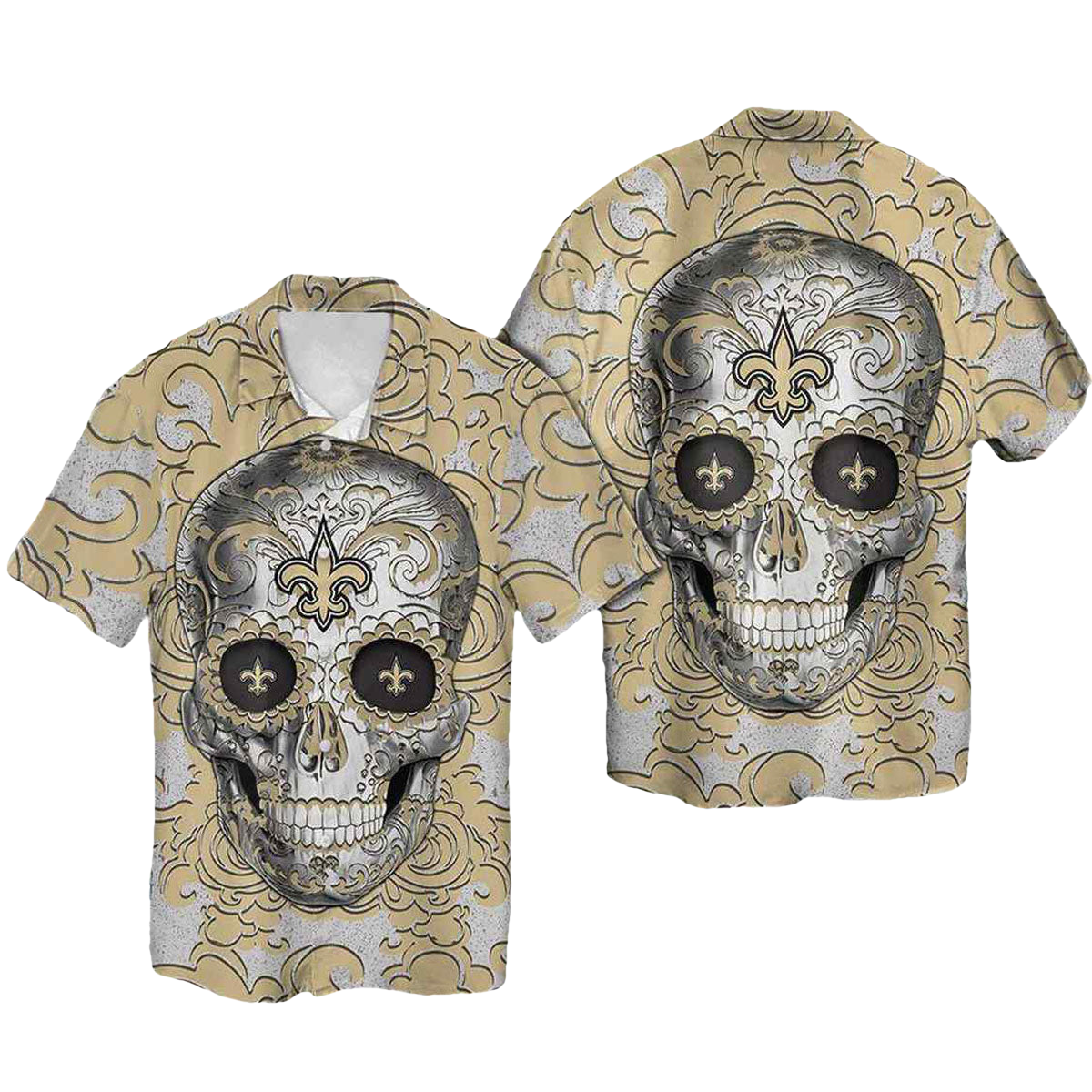 New Orleans Saints Sugar Skull Hawaiian Shirt - Moonbestprint