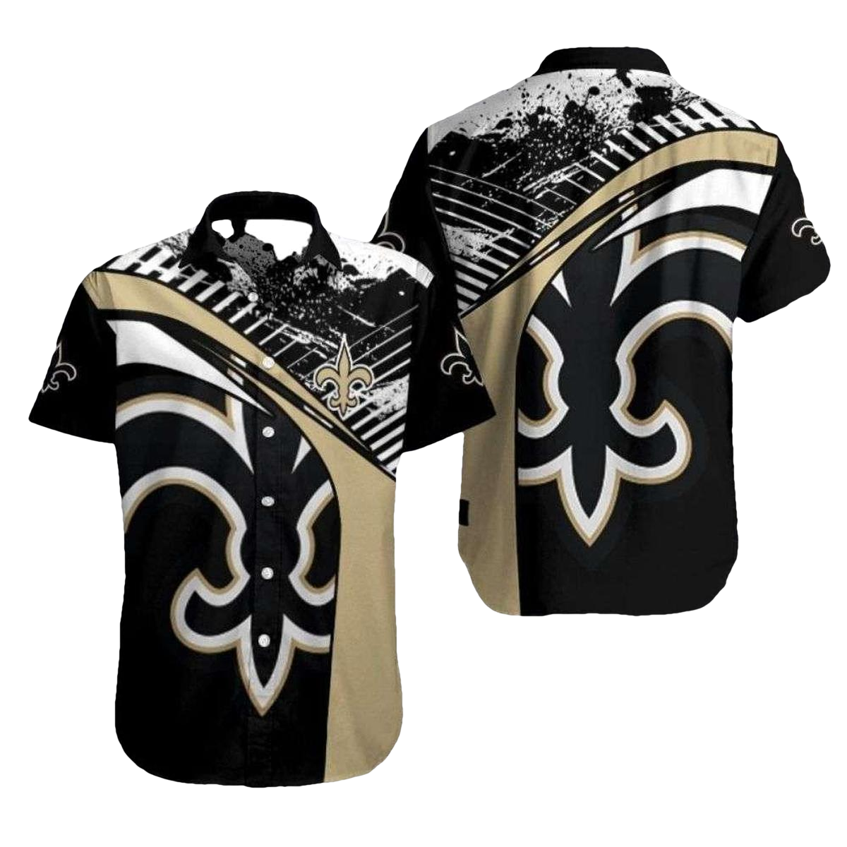 New Orleans Saints Splattered Elegance Hawaiian Shirt - Moonbestprint