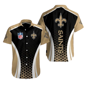 New Orleans Saints Stardom Swirl Black And Gold Hawaiian Shirt - Moonbestprint