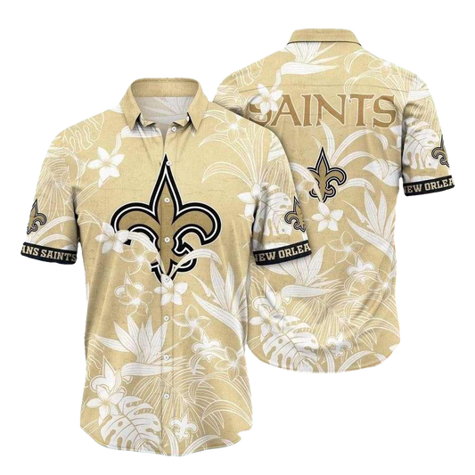 New Orleans Saints Spirit White Floral Hawaiian Shirt - Moonbestprint