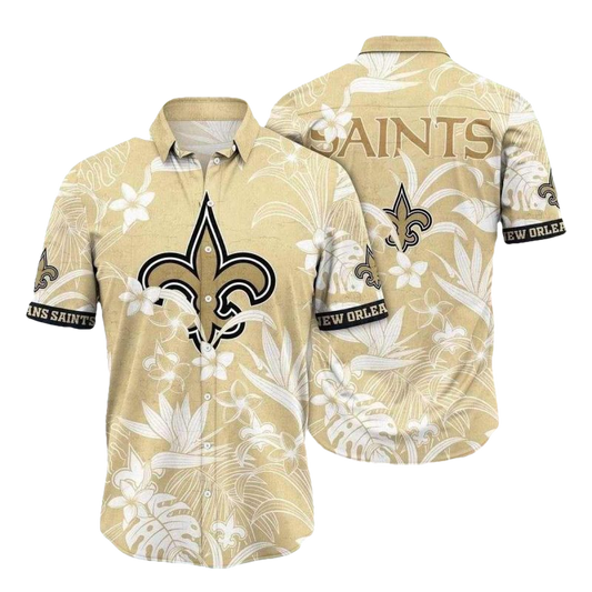 New Orleans Saints Spirit White Floral Hawaiian Shirt - Moonbestprint