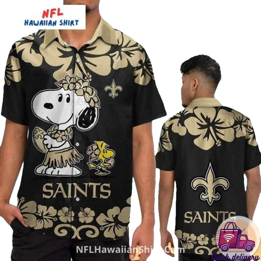 New Orleans Saints Snoopy Hula Hawaiian Shirt - Moonbestprint