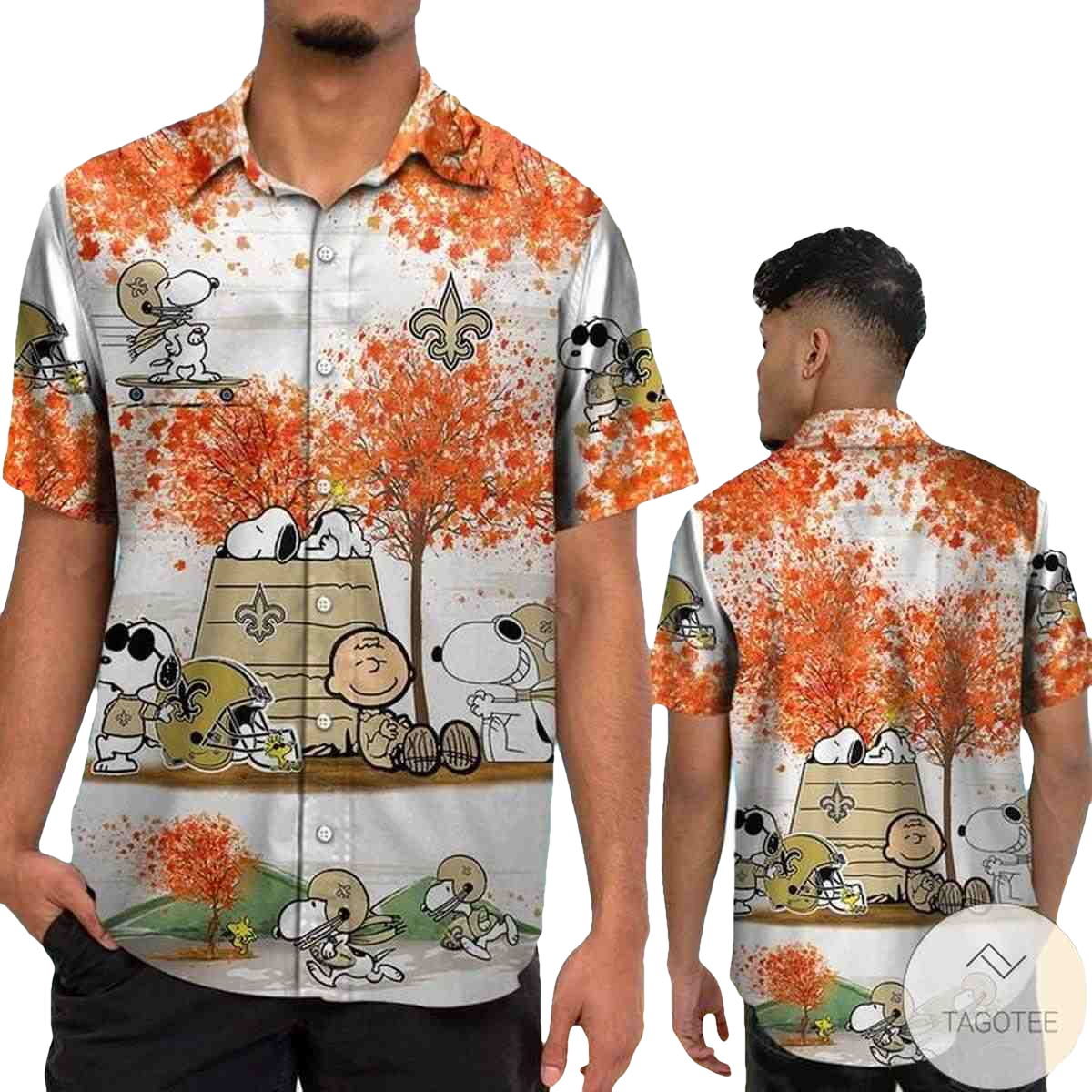 New Orleans Saints Snoopy Autumn Hawaiian Shirt - Moonbestprint