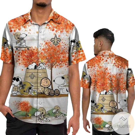 New Orleans Saints Snoopy Autumn Hawaiian Shirt - Moonbestprint