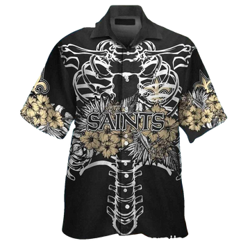 New Orleans Saints Skeleton Halloween Hawaiian Shirt - Moonbestprint