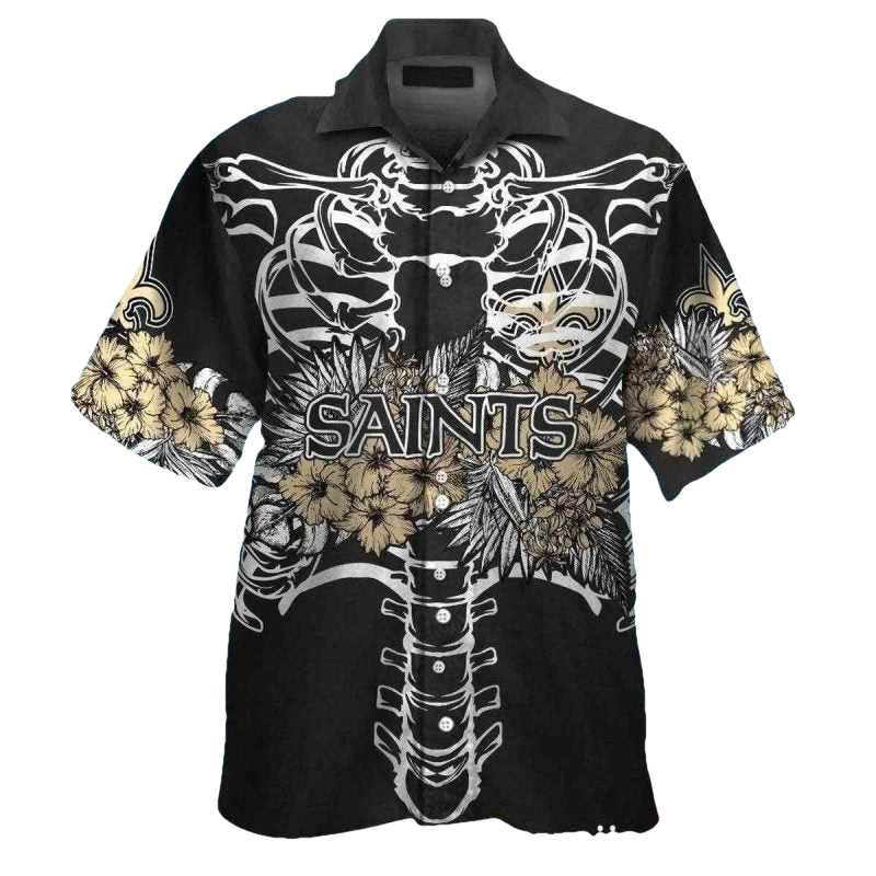 New Orleans Saints Skeleton Halloween Hawaiian Shirt - Moonbestprint