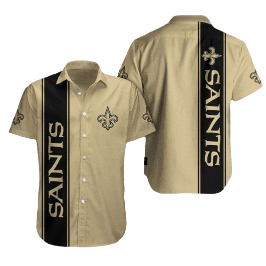 New Orleans Saints Sideline Beige And Black Hawaiian Shirt - Moonbestprint
