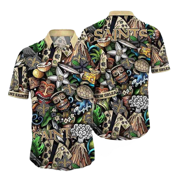 New Orleans Saints Saints Tribal Totem Hawaiian Shirt - Moonbestprint