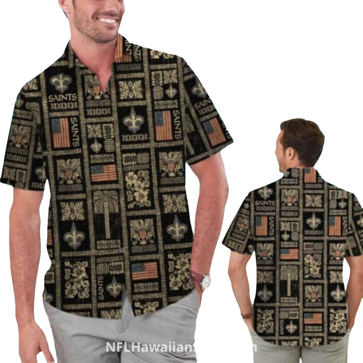 New Orleans Saints Polynesian Tribal Pattern Hawaiian Shirt - Moonbestprint