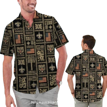New Orleans Saints Polynesian Tribal Pattern Hawaiian Shirt - Moonbestprint