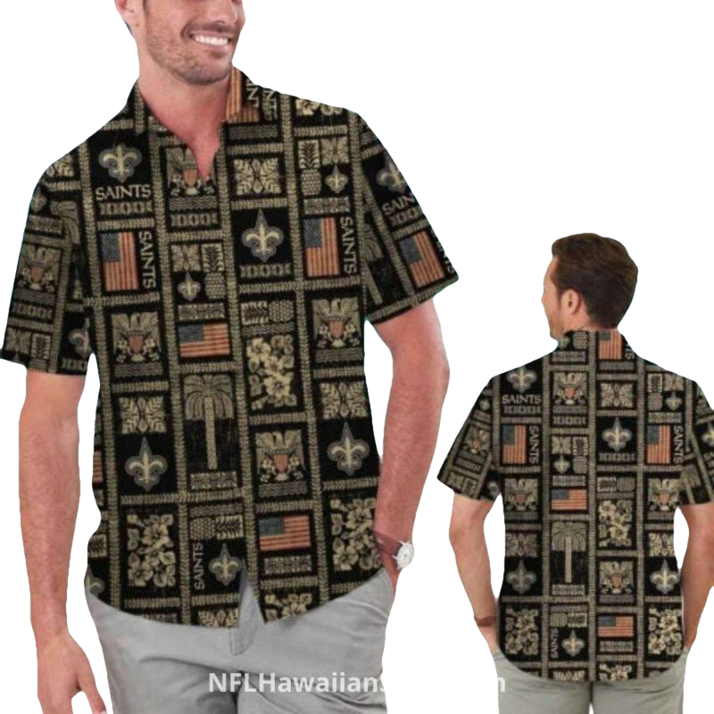 New Orleans Saints Polynesian Tribal Pattern Hawaiian Shirt - Moonbestprint
