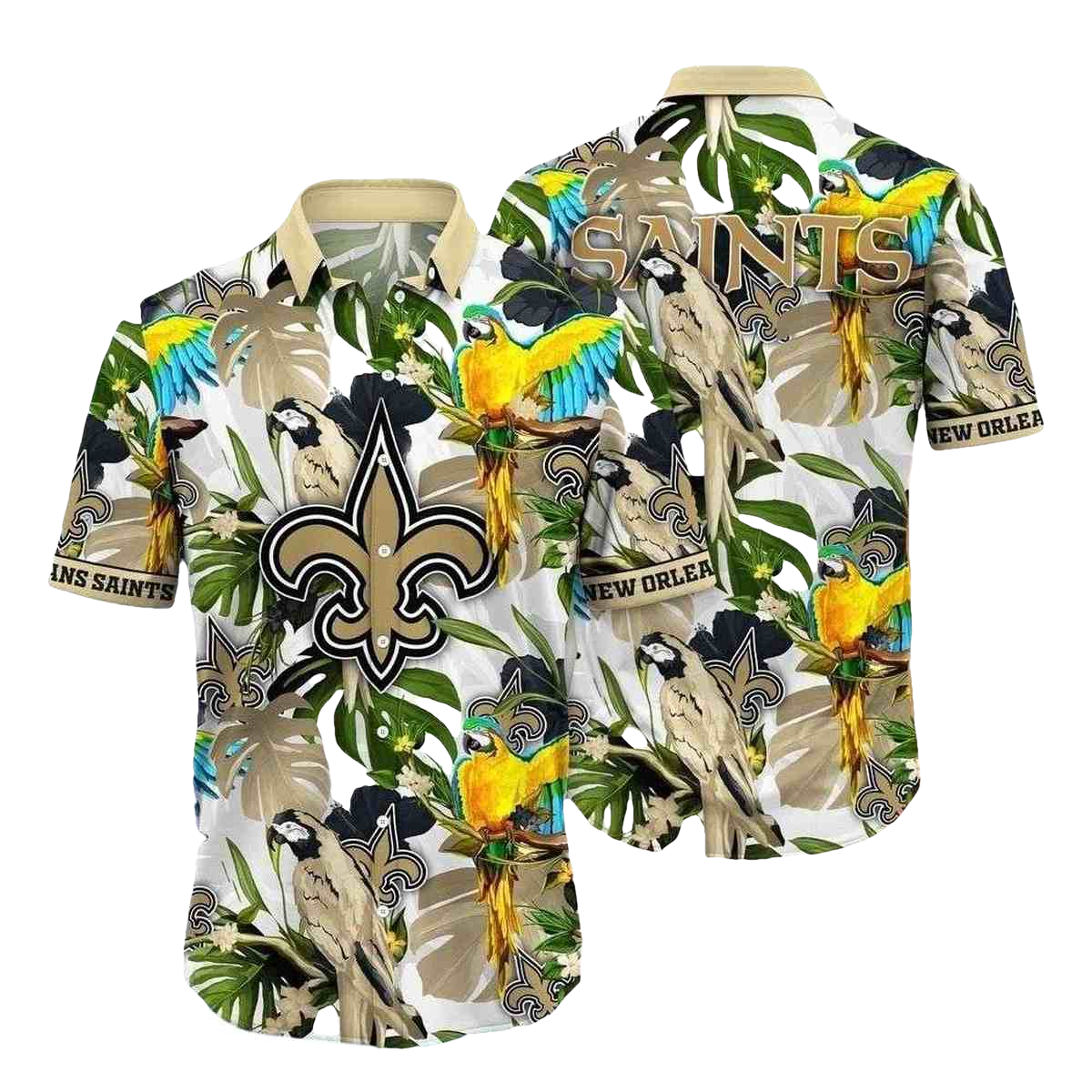 New Orleans Saints Parrot Tropical Hawaiian Shirt - Moonbestprint