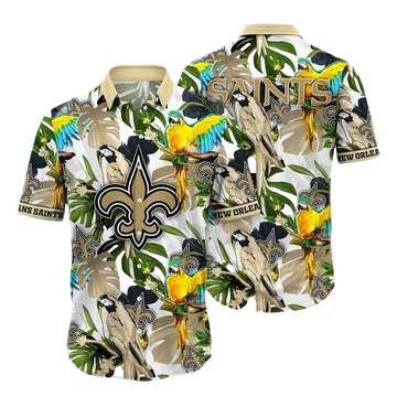 New Orleans Saints Parrot Tropical Hawaiian Shirt - Moonbestprint